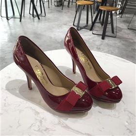 Ferragamo 9.5cm heels sandals wine paint shoes 4357