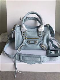 Balenciaga city light blue goatskin mini bag 4389