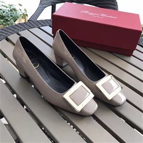 Roger Vivier RV 4.5cm heels gray sandals shoes 4320