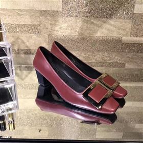 Roger Vivier RV 4.5cm heels wine sandals shoes 4327