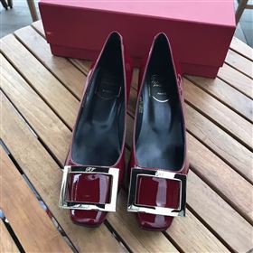 Roger Vivier RV 4.5cm heels wine sandals shoes 4330