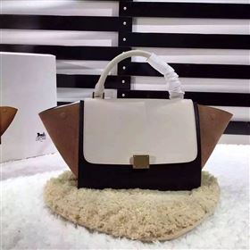 Celine tri-colors white Trapeze tan bag 4472