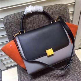 Celine tri-colors black orange Trapeze suede bag 4479