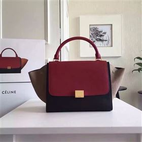Celine tri-colors wine Trapeze black bag 4482