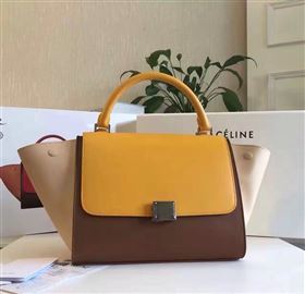 Celine tri-colors tan Trapeze yellow bag 4484