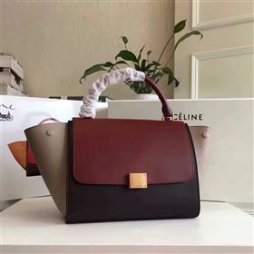 Celine tri-colors Trapeze wine black bag 4488