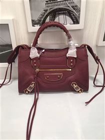 Balenciaga city small wine goatskin bag 4401