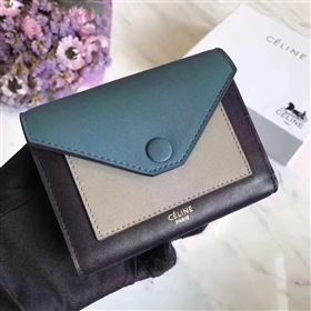 Celine black v wallet green bag 4542