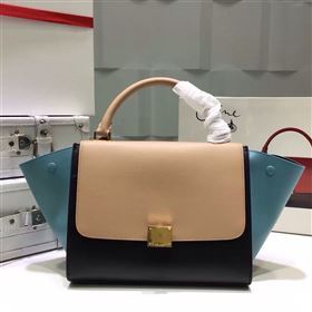 Celine tri-colors tan Trapeze black bag 4503
