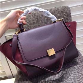 Celine tri-colors wine Trapeze suede bag 4512
