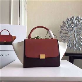 Celine tri-colors wine v Trapeze white bag 4517