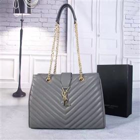 YSL large gray leather monogram shoulder bag 4777