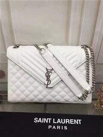 YSL large white leather shoulder college bag 4793