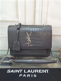 YSL crocodile sunset gray shoulder bag 4798