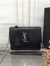 YSL black crocodile shoulder sunset bag 4799