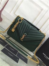 YSL large green leather shoulder College bag 4711