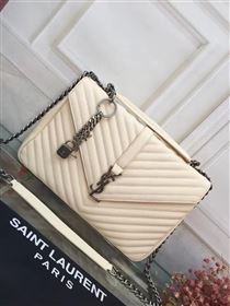 YSL large cream leather shoulder College bag 4714