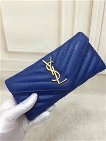 YSL grain leather wallet navy bag 4852