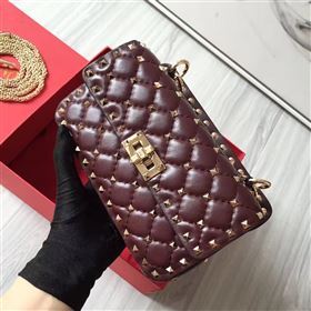 Valentino dark wine small handbag rockstud bag 4887