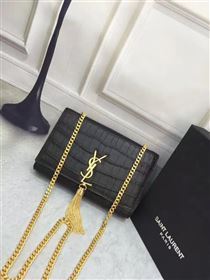 YSL black Tassel clutch crocodile bag 4813