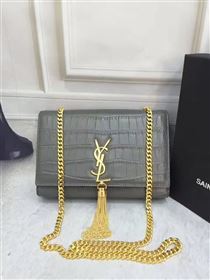 YSL Tassel crocodile gray clutch bag 4814