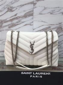 YSL large white Messenger flap bag 4836