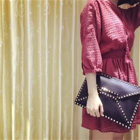 Valentino large rockstud clutch black gold v bag 4917