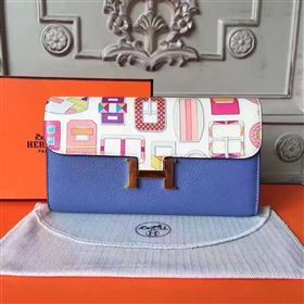 Hermes large Constance top leather wallet blue bag 5041