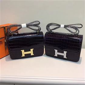 Hermes crocodile Constance black paint bag 5055