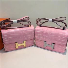Hermes crocodile Constance pink paint bag 5062