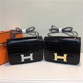 Hermes crocodile Constance black paint bag 5063