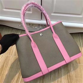 Hermes Garden Party tri-color gray handbag pink bag 5064