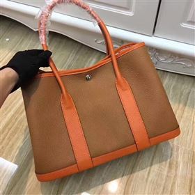 Hermes Garden Party tri-color tan handbag bag 5065