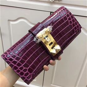 Hermes large crocodile clutch wine bag 5072