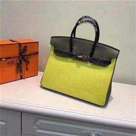 Hermes tri-color Birkin gray yellow bag 5086