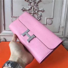 Hermes large Constance top leather wallet pink bag 5023