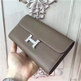 Hermes large Constance top leather wallet gray bag 5025