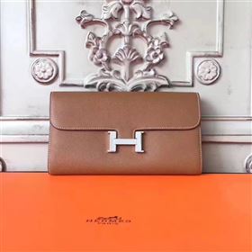 Hermes large Constance top leather wallet tan bag 5027