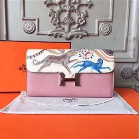 Hermes large Constance top leather tri wallet pink bag 5037