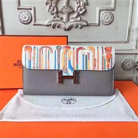 Hermes large Constance top leather tri wallet gray bag 5038