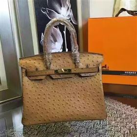 Hermes ostrich tan Birkin bag 5146