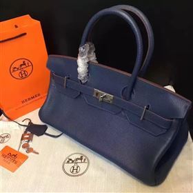 Hermes 42cm Birkin navy leather bag 5109