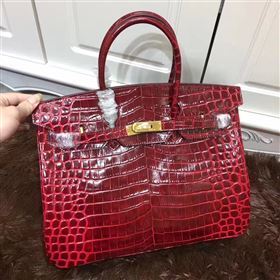 Hermes crocodile Birkin wine paint bag 5242