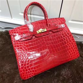 Hermes crocodile Birkin red paint bag 5244