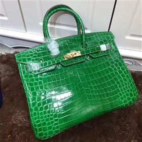 Hermes crocodile Birkin green paint bag 5245