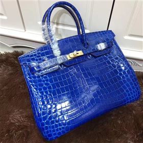 Hermes crocodile Birkin navy paint bag 5246