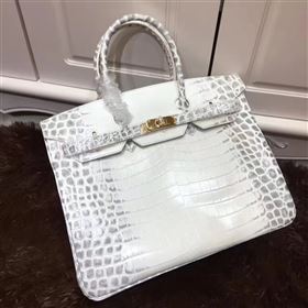 Hermes crocodile Birkin cream paint bag 5251
