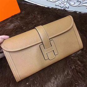 Hermes Epsom large tan clutch bag 5219