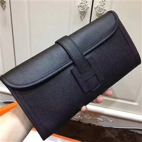 Hermes Epsom large black clutch bag 5221