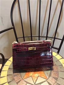 Hermes mini 22cm crocodile wine Kelly bag 5222